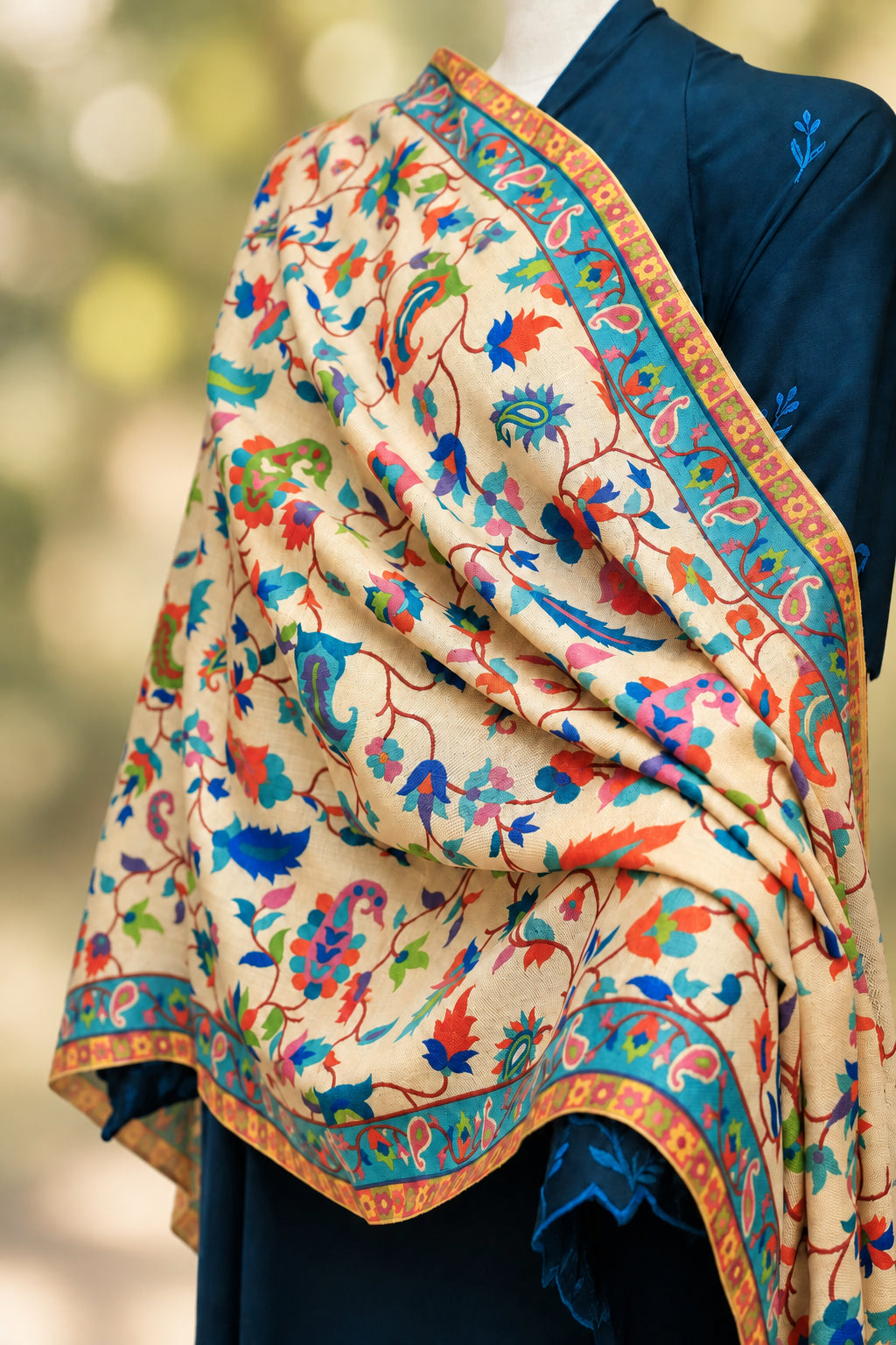 Details Multi-floral printed stole for women — HAYAE' luxury modest fashion Pakistan