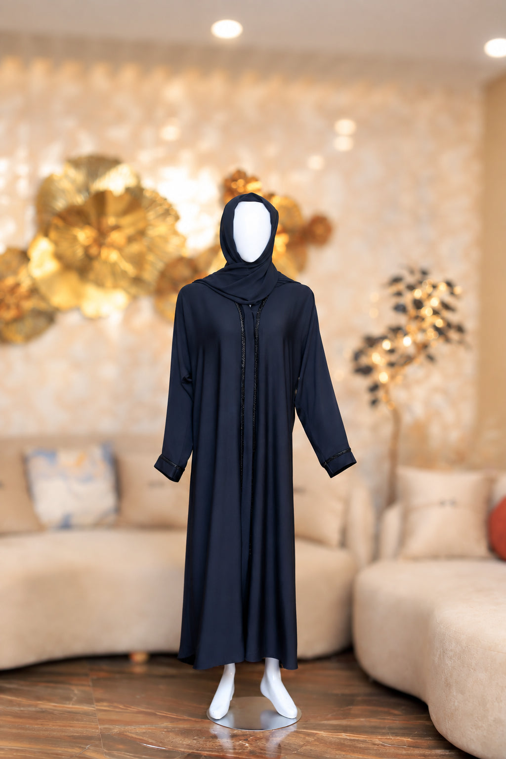 Straight Line Katdana Black Abaya | Hayae' Premium Abaya 