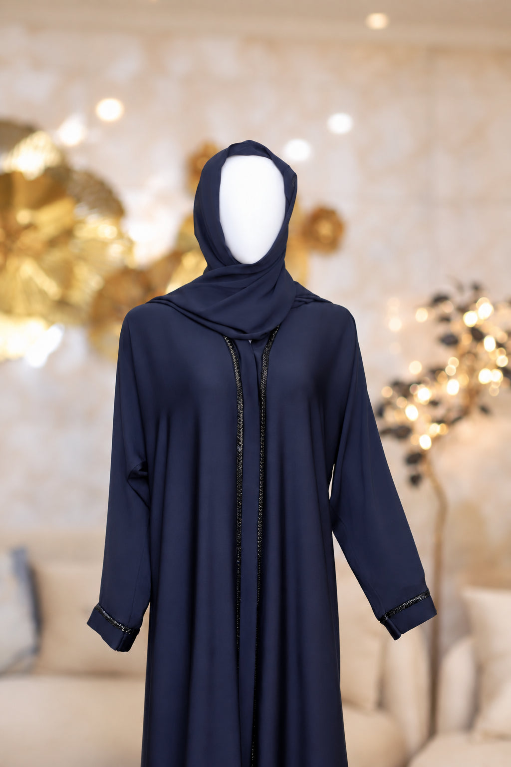 Half Length Straight Line Katdana Black Abaya | Hayae' Premium Abaya 