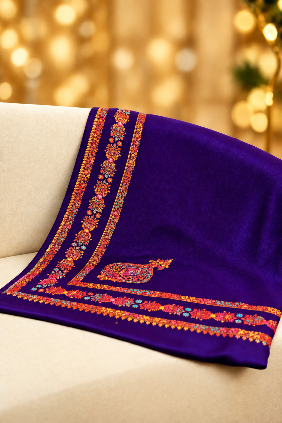 Pine motif embroidery shawl for women — HAYAE' luxury modest fashion Pakistan