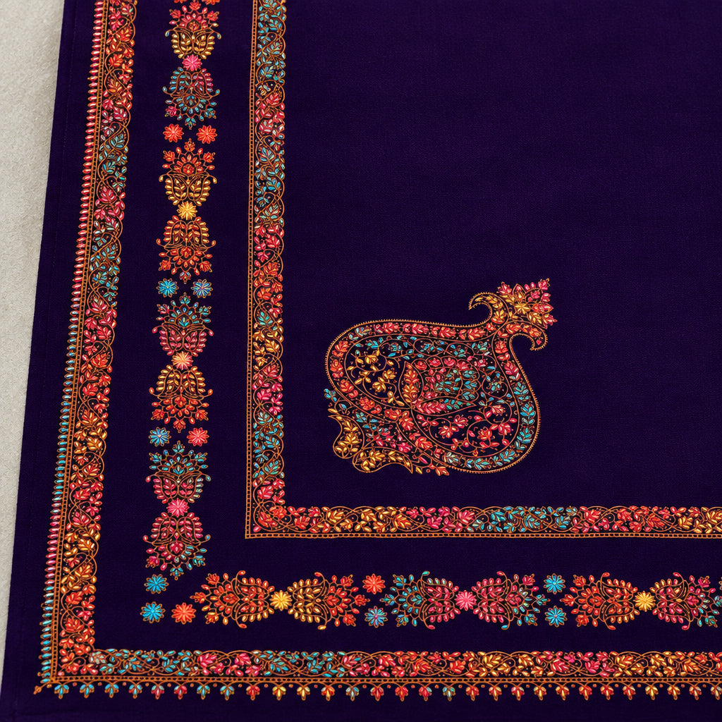 Detail Pine motif embroidery shawl for women — HAYAE' luxury modest fashion Pakistan