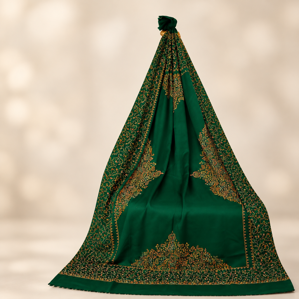 Detail Taj four-sided embroidery shawl for women — HAYAE' luxury modest fashion Pakistan