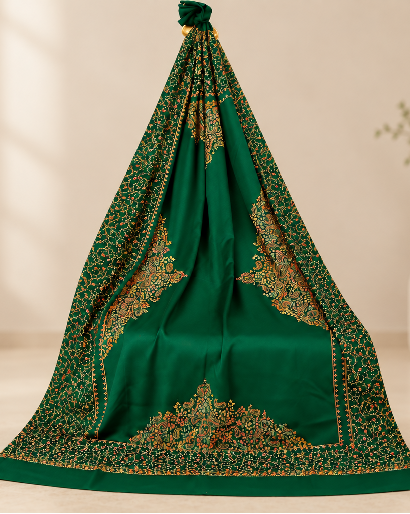 drape Taj four-sided embroidery shawl for women — HAYAE' luxury modest fashion Pakistan